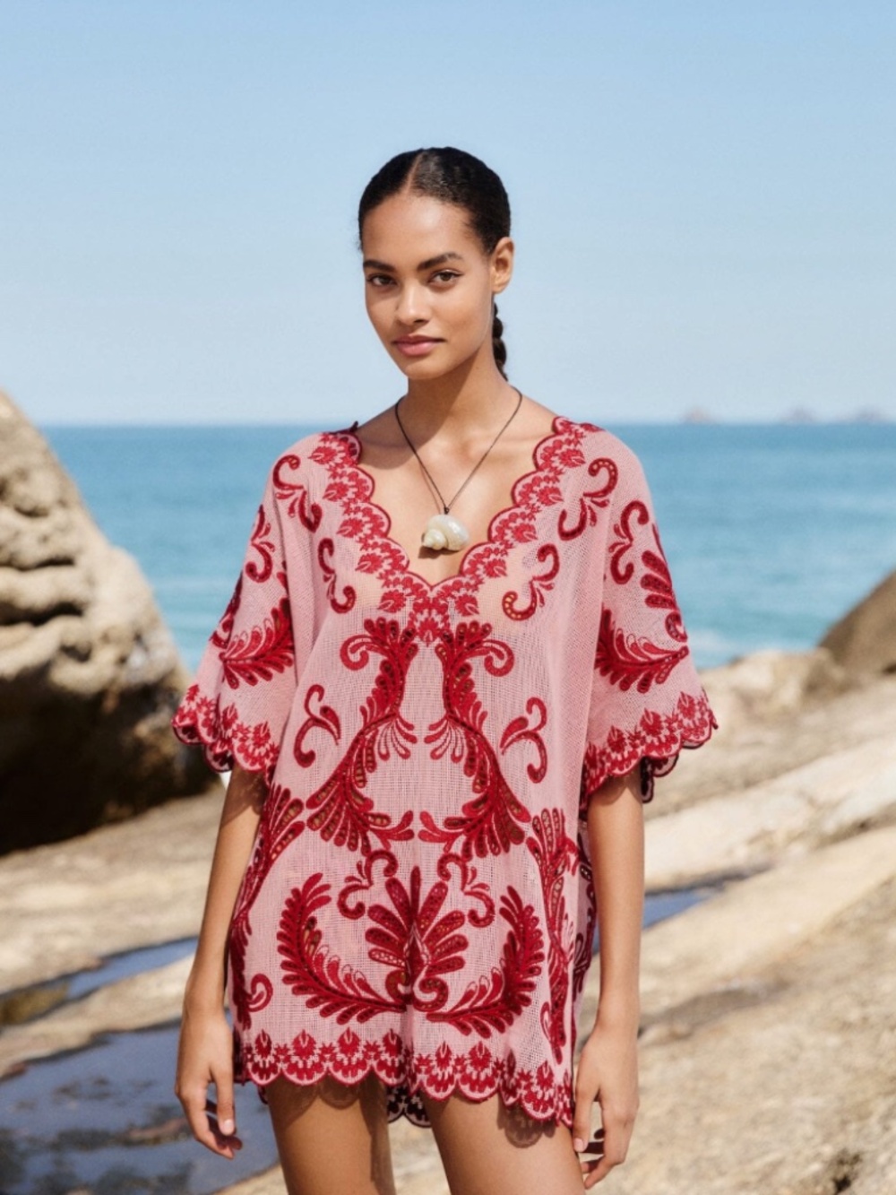 New Farm Rio chic mini dress tunic top cover up hand embroidered Spectacular NWT